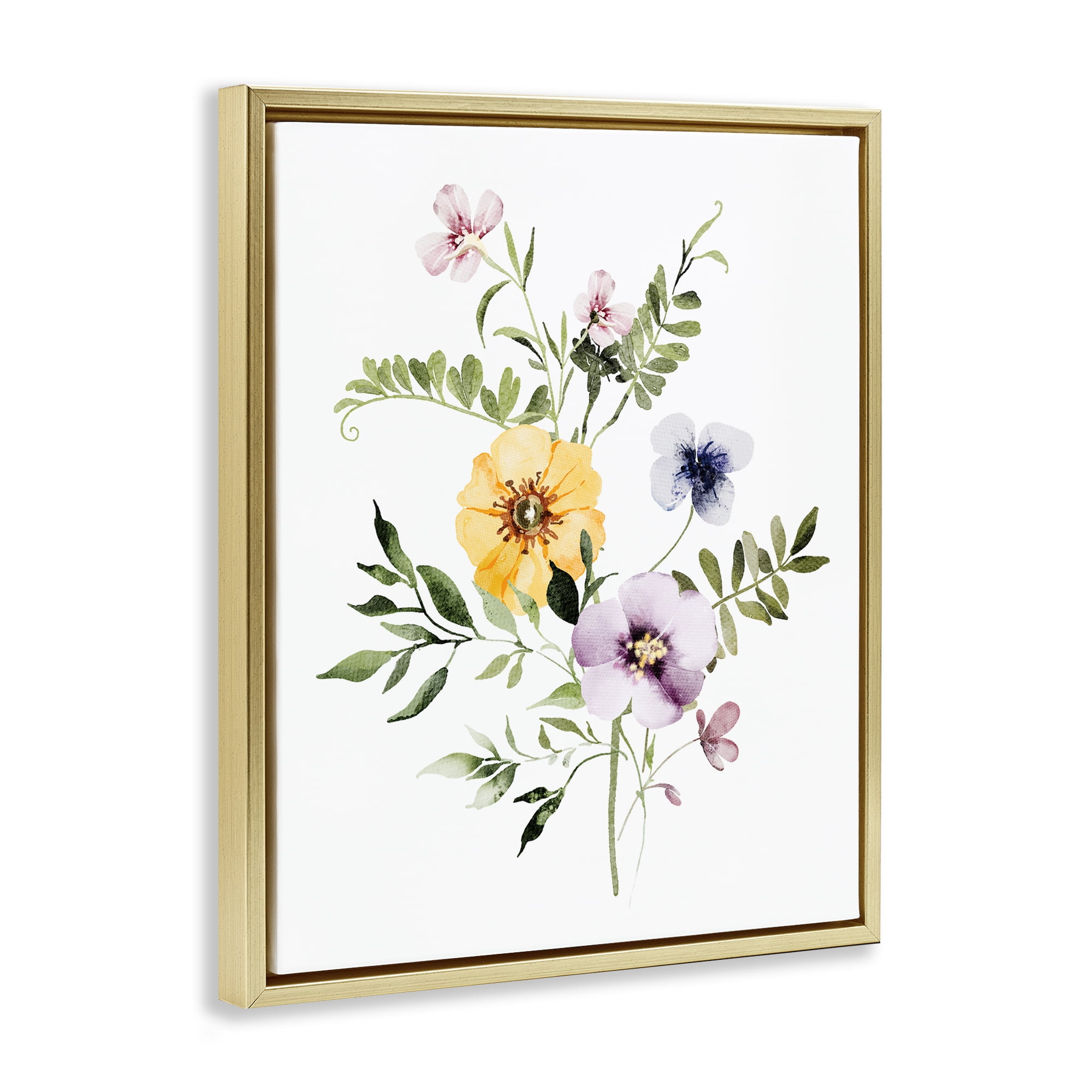Garden Herbs Blooming Gold Framed Floater Canvas Wall Art, design by Lettered and Lined