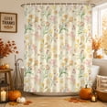 thumbnail image 2 of Orange Spring Floral Shower Curtain Set - 72" x 78" Washable Bathtub Curtain with 12 Hooks, Green Botanical Wildflower Blossoms Waterproof Fabric Stall Shower Curtains for Bathroom/Bathtub Décor, 2 of 8