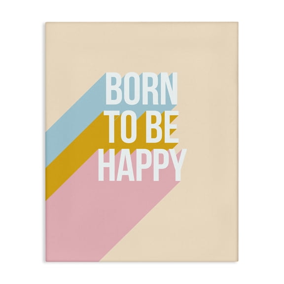 Stupell Industries Born To Be Happy Pastel Text & Numbers Painting Wrapped Canvas Art Print Wall Art, 16 x 20