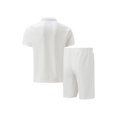 thumbnail image 5 of Men'S Half Zip for . Short Sleeve Shirt and Drawstring Shorts Two Piece Outfit White L, 5 of 6