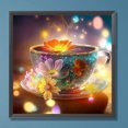 thumbnail image 3 of Pintura de diamante 5D DIY, kit de flores de taza de té con taladro redondo completo, decoración del hogar, 30x30cm, 3 of 9