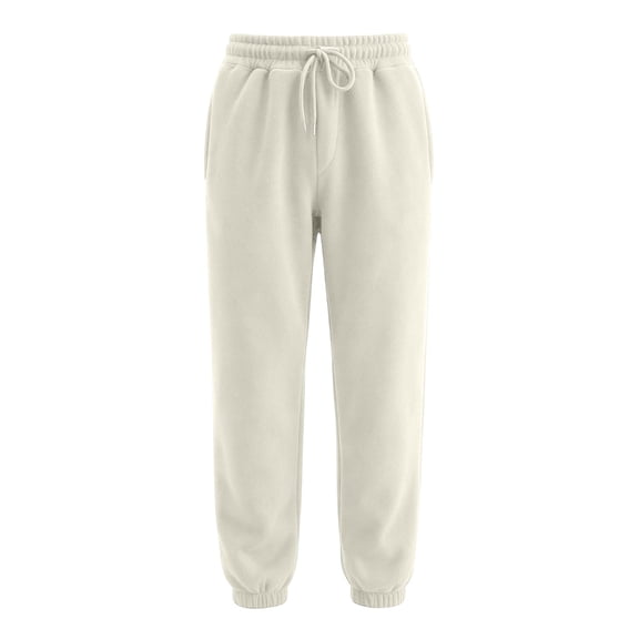 Rexolia Mens Big Tall Brushed Fleece Cuffed Sweatpants Baggy Drawstring Casual Beige L