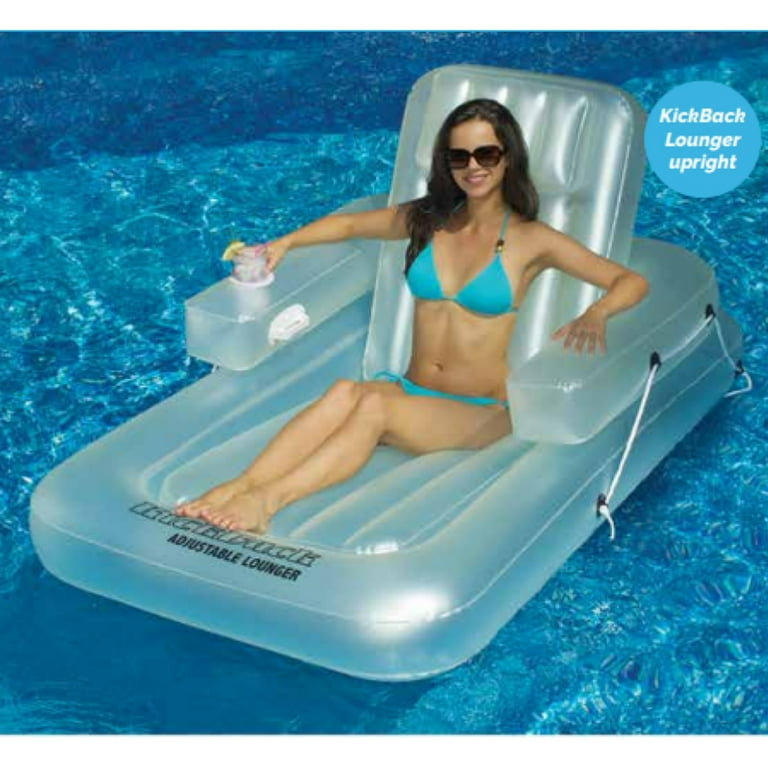 Swimline Vinyl Inflatable Kickback Adjustable Pool Float Grey