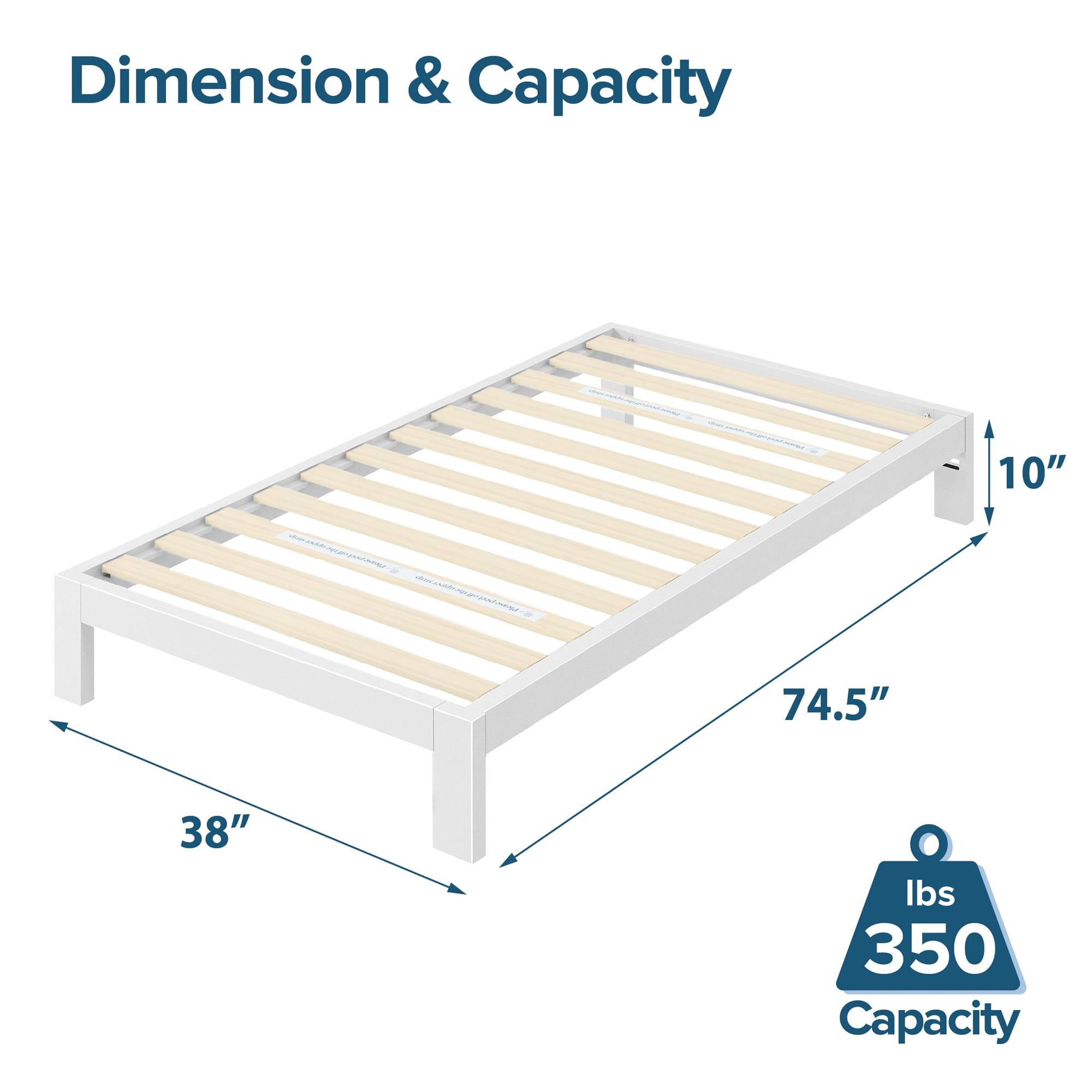 Zinus Arnav 10 White Metal Platform Bed Frame No Box Spring Needed Twin