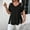 Black, variant on Women's Plus Size V-Neck Short Sleeve Casual T-Shirt with Criss Cross Strap Detail for Summer Blue,1XL