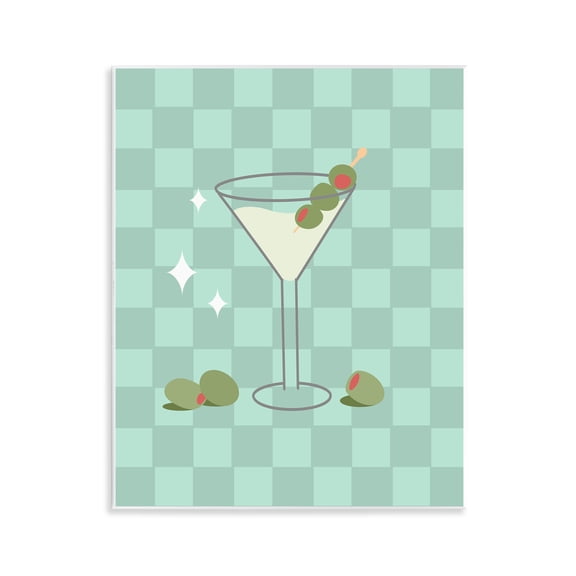 Stupell Industries Glam Checkered Dirty Martini Wall Plaque Art, 11 x 14, by Anna Quach