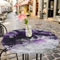 thumbnail image 4 of Purple Black Geometric Fitted Tablecloth with Elastic Edged, Round Table Cloth for Dining Table, Modern Abstract Crystals Artwork Waterproof Oil Proof Table Cover for Indoor Outdoor 45"-54", 4 of 8
