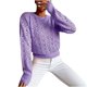 thumbnail image 1 of Mujer Tops Clásico Cuello en V Manga Larga Color Sólido Diamante Hueco Suéter Blusa Pompotops gfhjh11174, 1 of 1