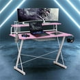 thumbnail image 2 of Pemberly Row Carbon Laminated Computer Gaming Desk with Shelves - Pink/White, 2 of 8