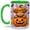 Green, variant on Highland Cow Pumpkin Accent Mug, 11oz Ceramic Coffee Cup for Cow Fans Ceramic mug featuring Highland cow in a jack o lantern with bats and vines