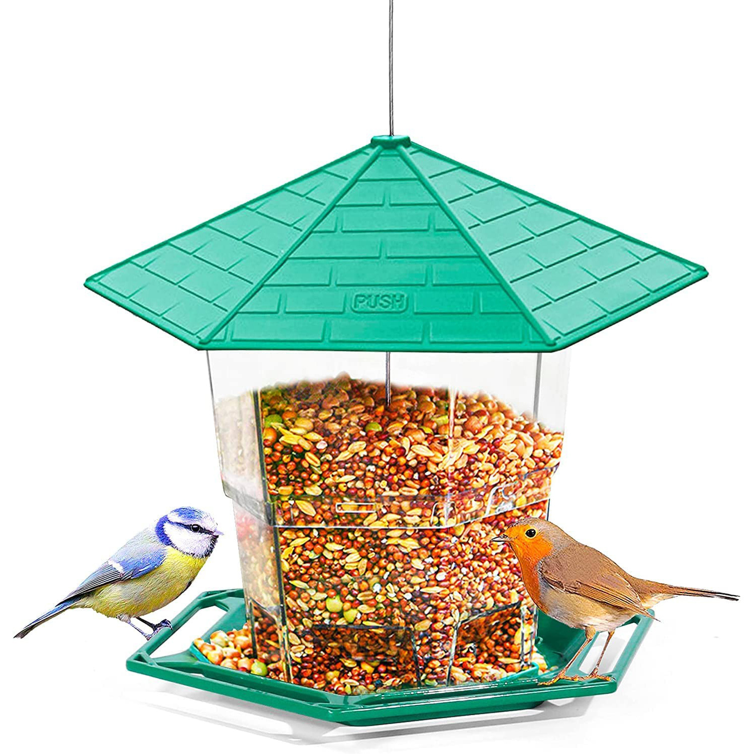 Bird Feeder, Bird Feeding Station Hanging Transparent Large Capacity