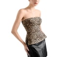 thumbnail image 4 of Camiseta de tubo SUUKSESS para mujer con estampado de leopardo, doble forro, talla M, 4 of 7
