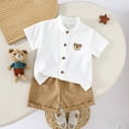 thumbnail image 6 of Toddler Baby Boy Summer Clothes 2T 3T 4T Print Short Sleeve T-shirts Tops Drawstring Shorts Outfits ,Khaki, 6 of 6