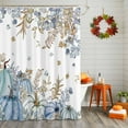 thumbnail image 2 of Shower Curtain 72"W x 96"L Thanksgiving Fall Blue Pumpkins Watercolor Fabric Shower Curtains Set with Hooks Water Repellent Bathroom Curtains Machine Washable Bathroom Accessories, 2 of 6