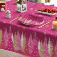thumbnail image 4 of Christmas Tablecloth 60x120 Inch Rectangular, Christmas Trees Pink Washable Seasonal Table Cover for Party Picnic Dinner Decor, 4 of 6