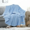 thumbnail image 2 of PiccoCasa 100% Cotton Waffle Weave Blanket for Couch/Bed Lightweight Blanket for All Season Pale Blue 47" x 70", 2 of 8