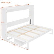 Harper & Bright Designs Queen Size Wall Murphy Bed with Storage, Foldable Cabinet Bed with Vanity Desk, Center Mirror & 2 Side Drawers for Guest Room Office, White