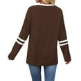 thumbnail image 3 of Women's Round Neck No Hood Sweatshirt, Long Sleeve Loose Fit Pullover Top with Breathable Comfort for Autumn Winter Season, Casual Daily Wear, Travel and Street Fashion Coffee XXL, 3 of 5