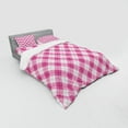 thumbnail image 3 of Ambesonne Geometric Bedding Set 3 Pcs, Diagonal Pastel Color, Twin XL, Fuchsia Pale Pink White, 3 of 3