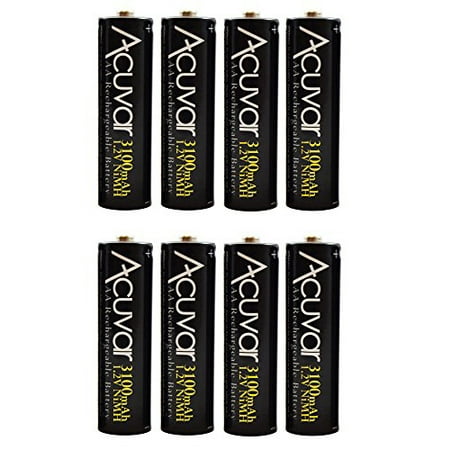 8 AA Acuvar Rechargeable NiMH Batteries 3100mAH (Best Rechargeable Aa Batteries For Camera)