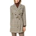 thumbnail image 1 of INSPIRE CHIC Manteau Trench à Carreaux pour Femme à Manches Raglan avec Ceinture, 1 of 7