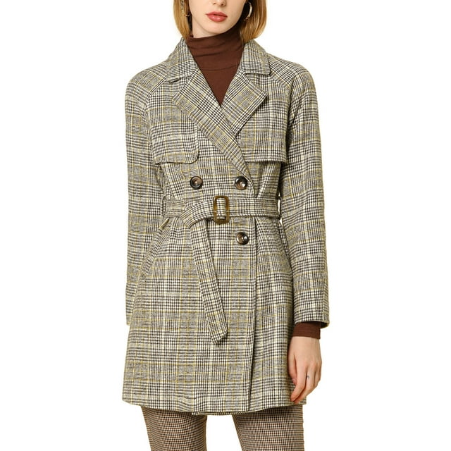 INSPIRE CHIC Manteau Trench à Carreaux pour Femme à Manches Raglan avec Ceinture