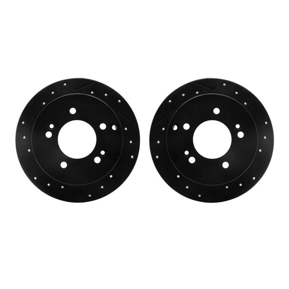 Dynamic Friction Company Rear Brake Rotors-Drilled and Slotted-Black 8002-03058