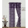 thumbnail image 1 of 5PC SET SOLID ROD POCKET WINDOW CURTAIN WITH VALANCE AND TIE BACK R2-Purple ivory, 1 of 1
