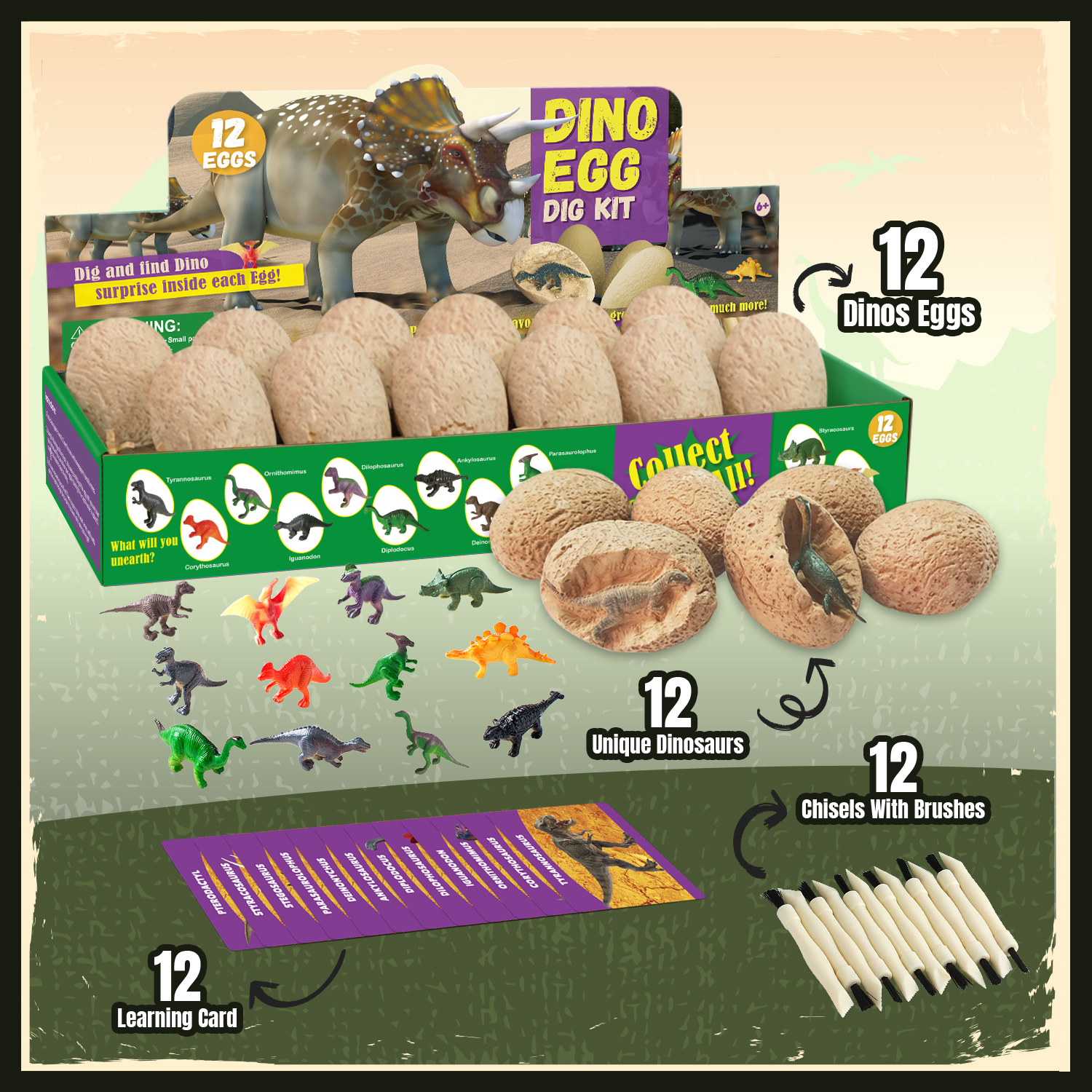 Piano Potato 12-Pack Dinosaur Egg Dig Kit photo 4