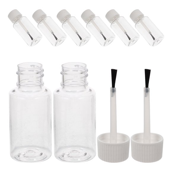 FUEENIRVA 8Ud Pequeñas Transparentes Con Pincel Para Esmalte Y Naturales