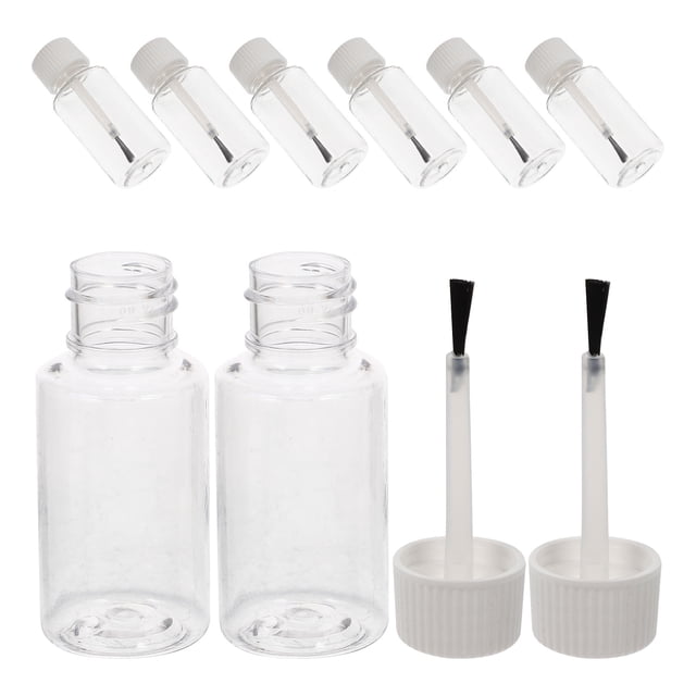 FUEENIRVA 8Ud Pequeñas Transparentes Con Pincel Para Esmalte Y Naturales