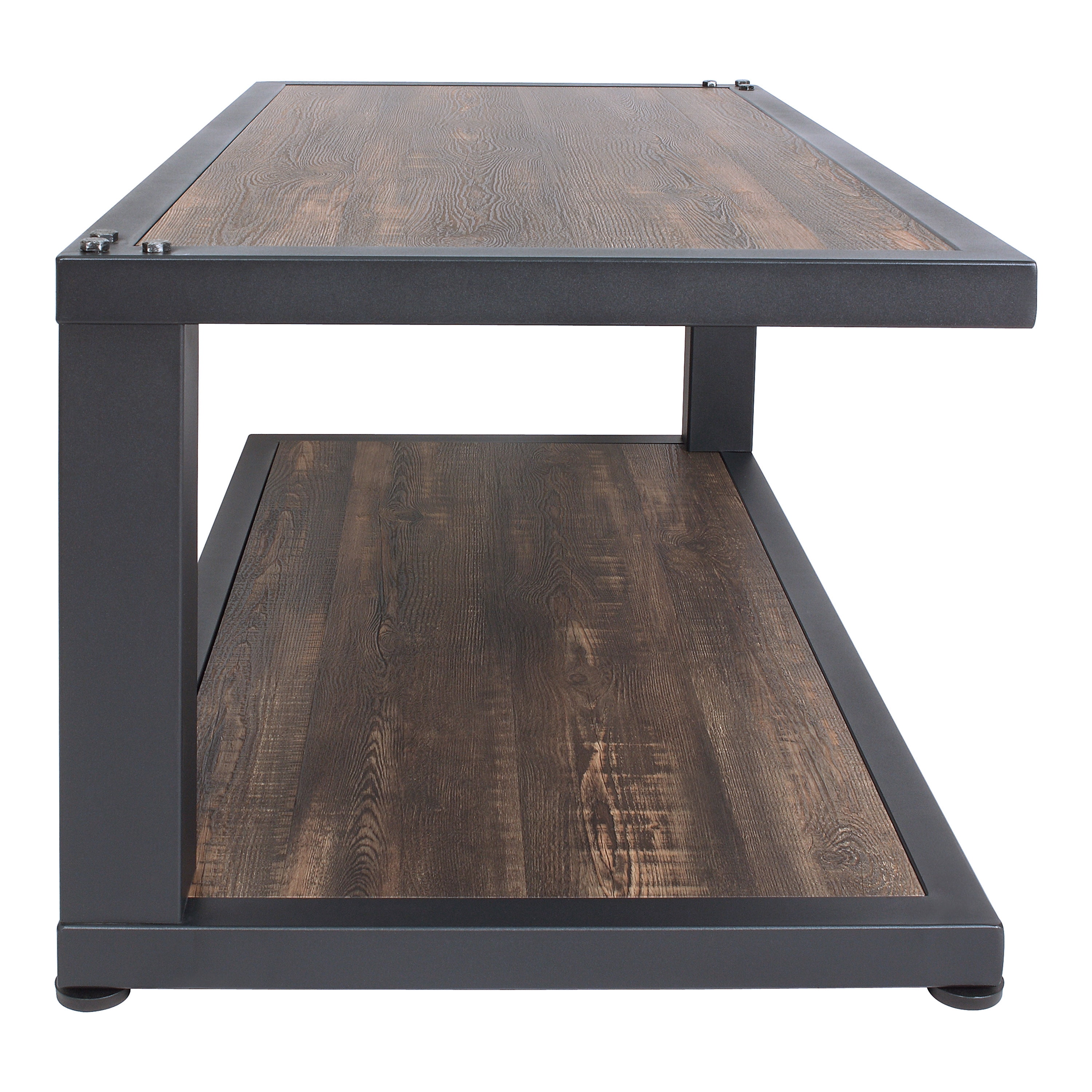 Furniture of America Elto 1-Shelf Metal Sand Black and Dark Walnut Coffee Table