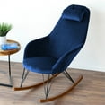 thumbnail image 4 of Jayce Fauteuil Berçant en Velours Bleu, Dossier Fixe, Style Mi-Siècle Moderne, 4 of 7