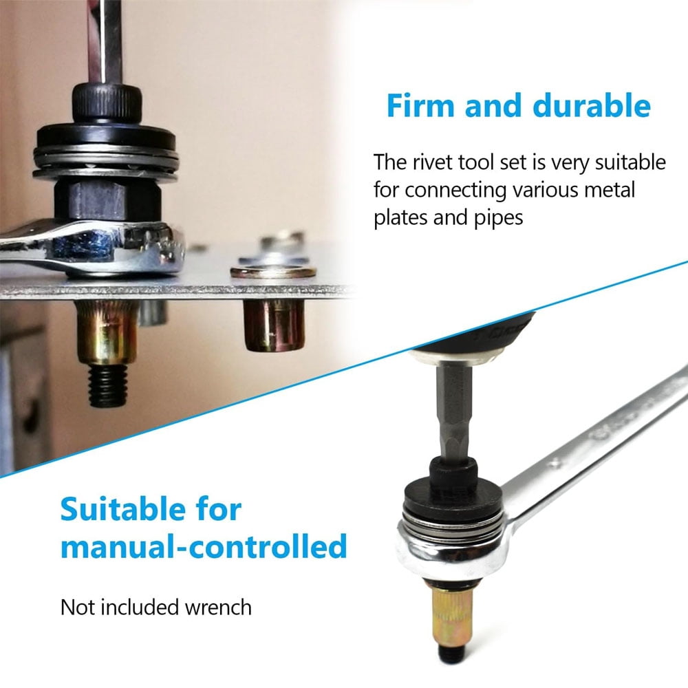 VIVIHEYDAY Durable Rivet Nut Tool, Rivnut Tools Kit with 7 PCS Mandrels, 70 PCS Rivet Nuts M3 M4 M5 M6 M8 M10 M11 M12
