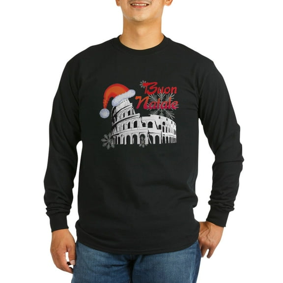 CafePress - Buon Natale Long Sleeve T Shirt - Long Sleeve Dark T-Shirt