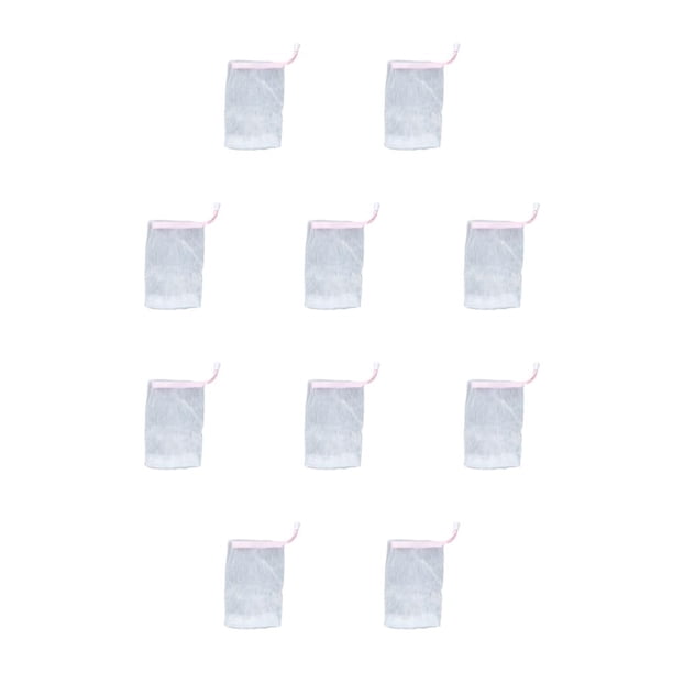 Kearding Bolsas de jabón de gel Limpiador facial Malla Nylon Herramienta de limpieza de la piel Red de burbujas Espuma hecha a mano Cordón Rosa 10piezas
