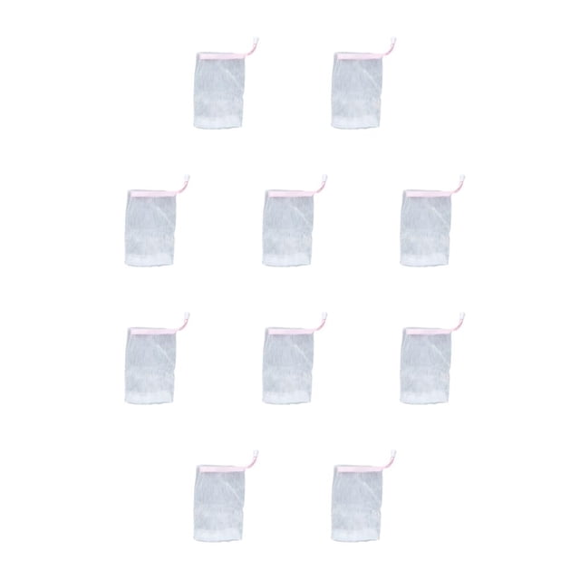 Bewildely Gel de ducha Bolsas de jabón Limpiador facial Malla Cuerpo Baño Nylon Cara Piel Burbuja Red Bolsa de espuma hecha a mano Baño Rosa Rosa 10piezas