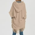 thumbnail image 6 of Ediodpoh Womens Fashion Fringe Bat Sleeve Sweater Pullover Striped Cape Hooded Sweater Shawl Top for Winter Khaki, 6 of 6