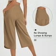 thumbnail image 2 of Women's Capris Pants Wide Leg Elastic Waist Drawstring Yoga Pants with Pockets Summer Hiking Sport Loose Trousers ,Beige,L, 2 of 8