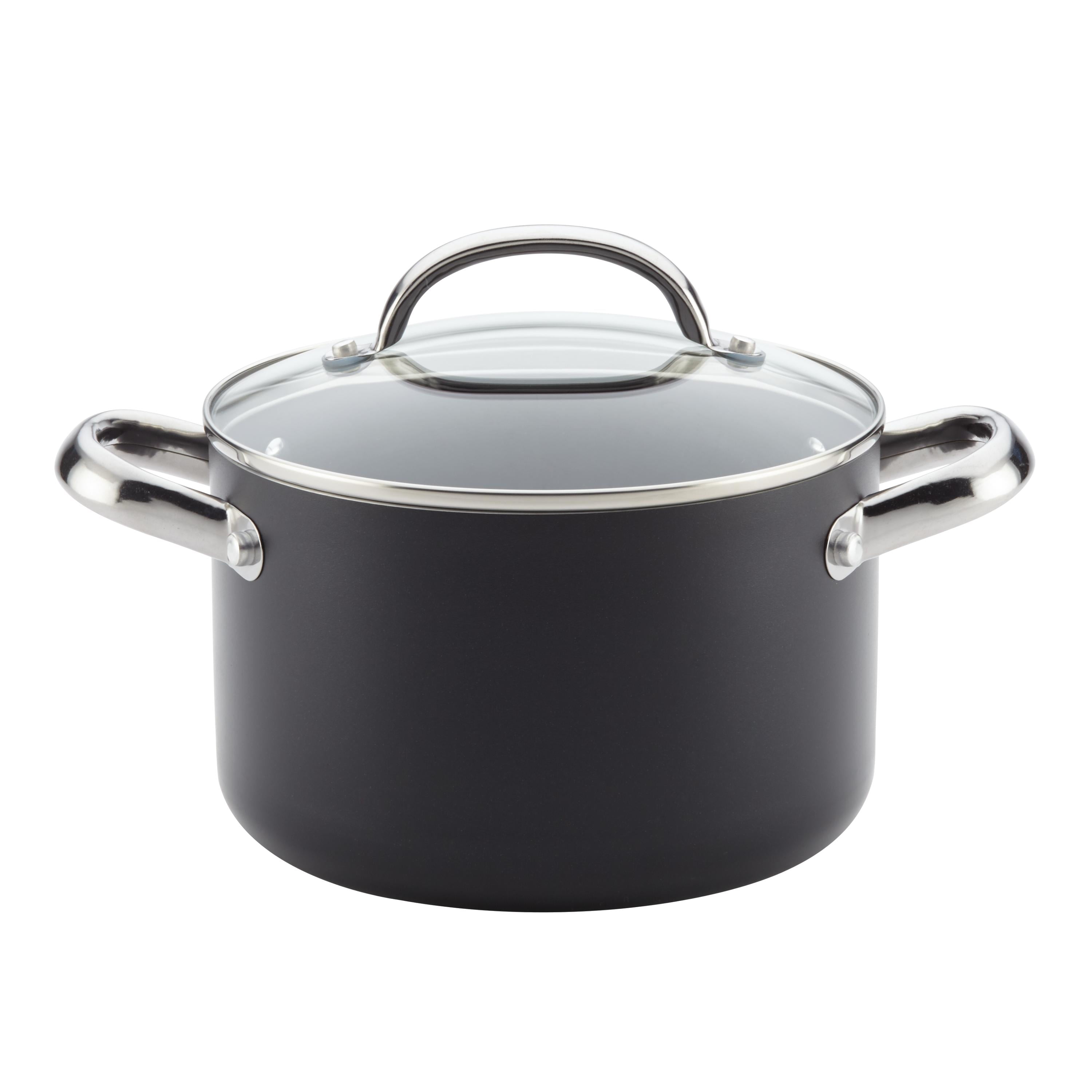 Farberware Buena Cocina Aluminum 4 Quart NonStick Black Covered Soup