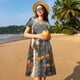 thumbnail image 4 of Easygdp Adorable Llama In Flowers para Vestido Transpirable de Mujer, Vestido Suelto de Manga Corta con Pliegues y Bolsillos para el Verano, 4 of 6