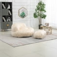 thumbnail image 6 of Fluffy Bean Bag Chairs with High Back, Modern Lazy Sofa Filled High-Density Foam, Lazy Sofa for Adults and Kids, Indoor, Beige, 6 of 7