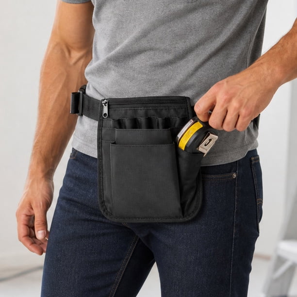 MTBLYS Kit de almacenamiento de herramientas de bolsillo para enfermeras | Riñonera para estilistas y técnicos | Organizador de herramientas de tela negra