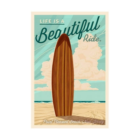 Ride Print Jersey - Point Pleasant Beach, New Jersey - Life is a Beautiful Ride - Surfboard Letterpress Print Wall Art By Lantern Press
