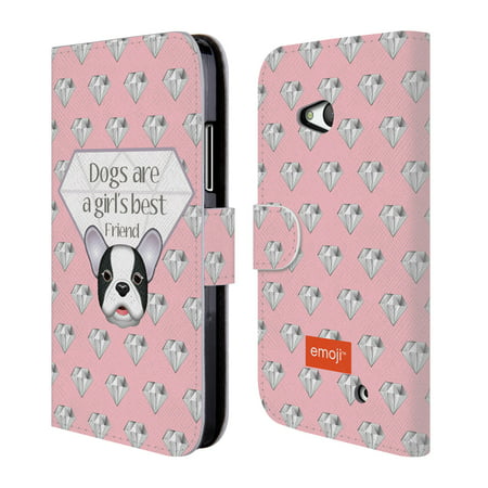 OFFICIAL EMOJI DOGS LEATHER BOOK WALLET CASE COVER FOR MICROSOFT NOKIA