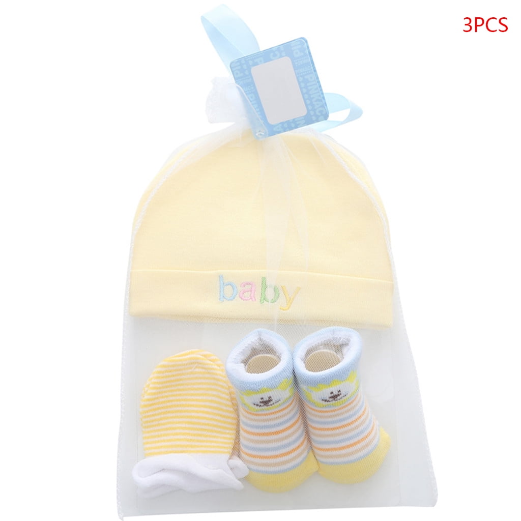 Cute Baby Boys Girls Socks Cap Set Cartoon Cotton Hat and Gloves