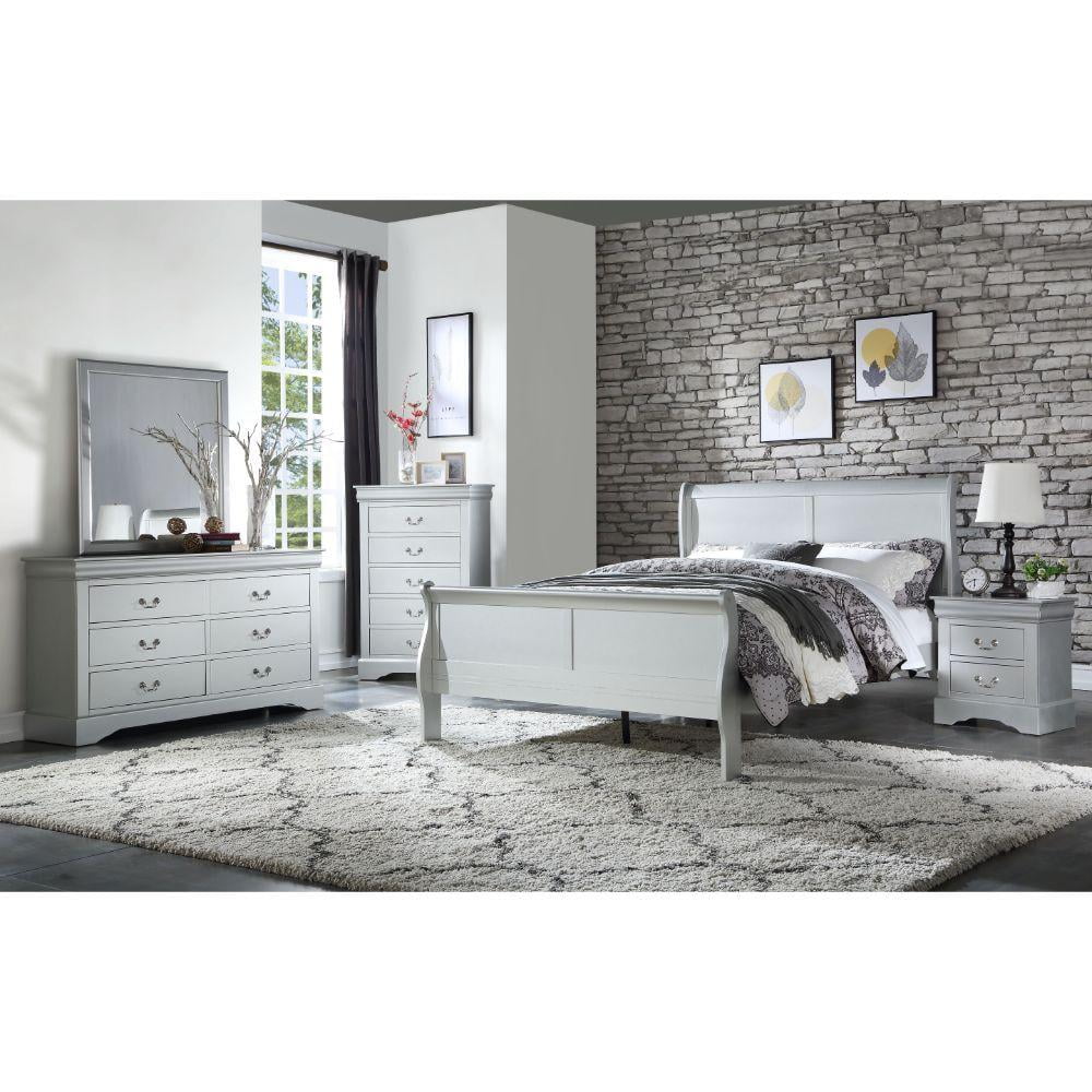 Contemporary Platinum Queen 6pcs Bedroom Set by Acme Louis Philippe