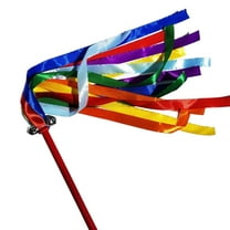 Gymnastic Ribbon Baton Twirling with 2 Bells Wood Rhythmic Dance Ribbons Sparkling Sensory Toy Dancing Streamers for Talent Shows ,Dance