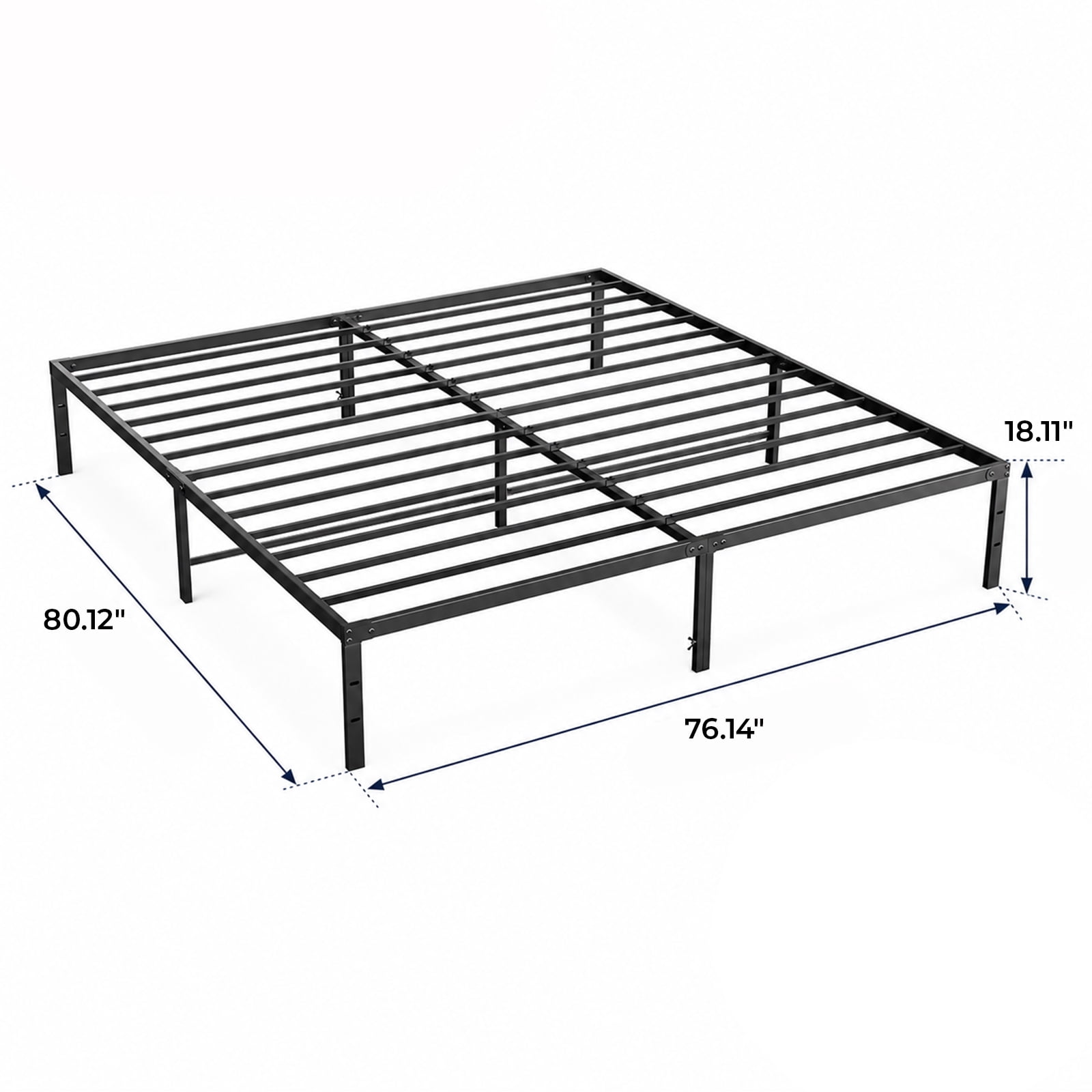 Alvantor Metal Platform Bed Frame 18 inch Tall, Heavy Duty Mattress Foundation, Easy Assembly, Black