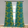 thumbnail image 5 of Ambesonne Floral Curtains, Exotic Flowers Illustraiton, Pair of 28"x95", Dark Mauve Yellow Green, 5 of 5